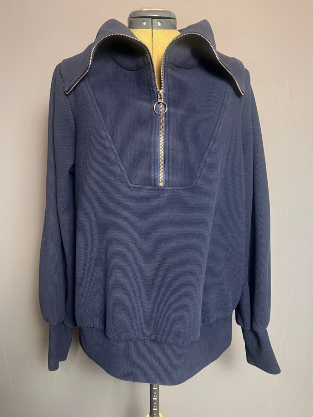 Womens Navy Half-Zip Funnel Neck Sweatshirt